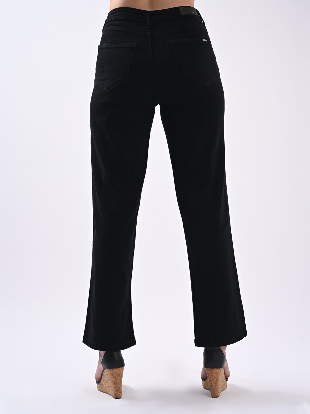 Women Black Wide Leg Jeans