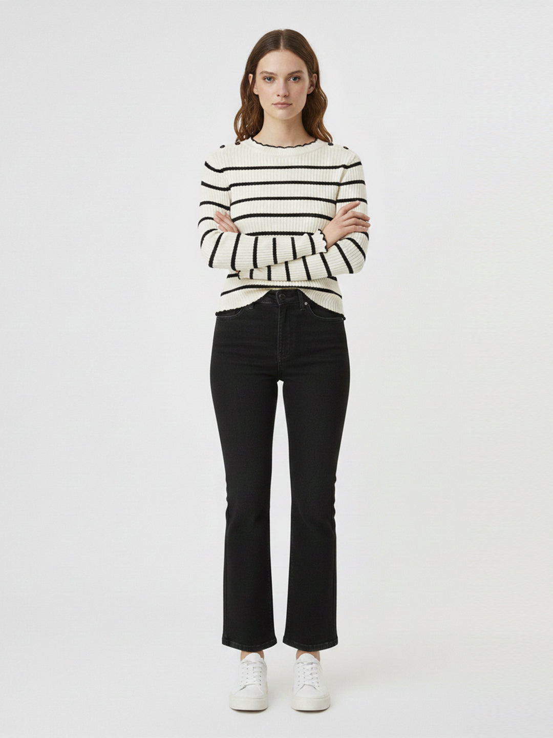 Women Charcoal Black High-Rise Mini Flare Jeans