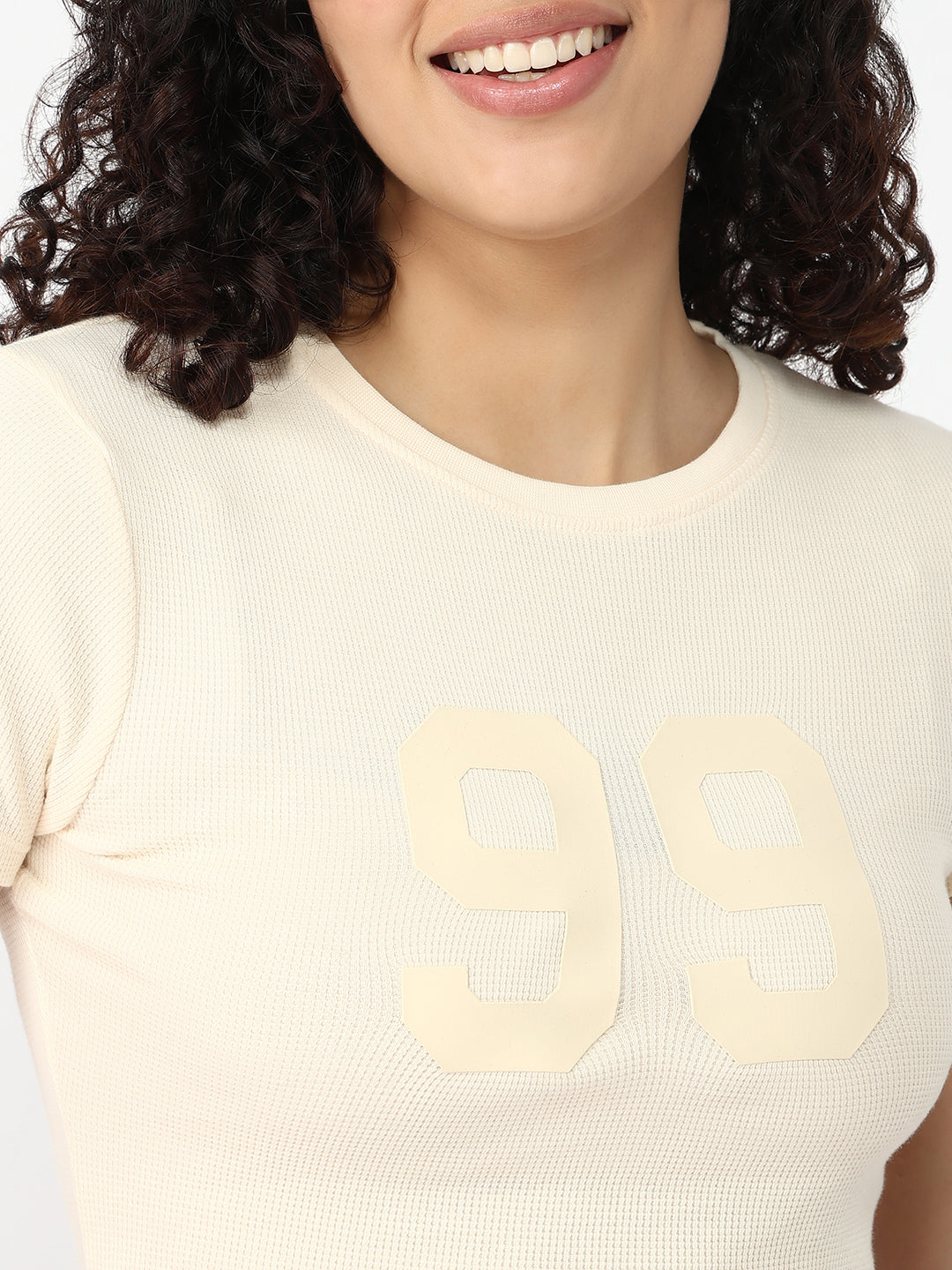 Women Beige Slim Fit Genz T-Shirt