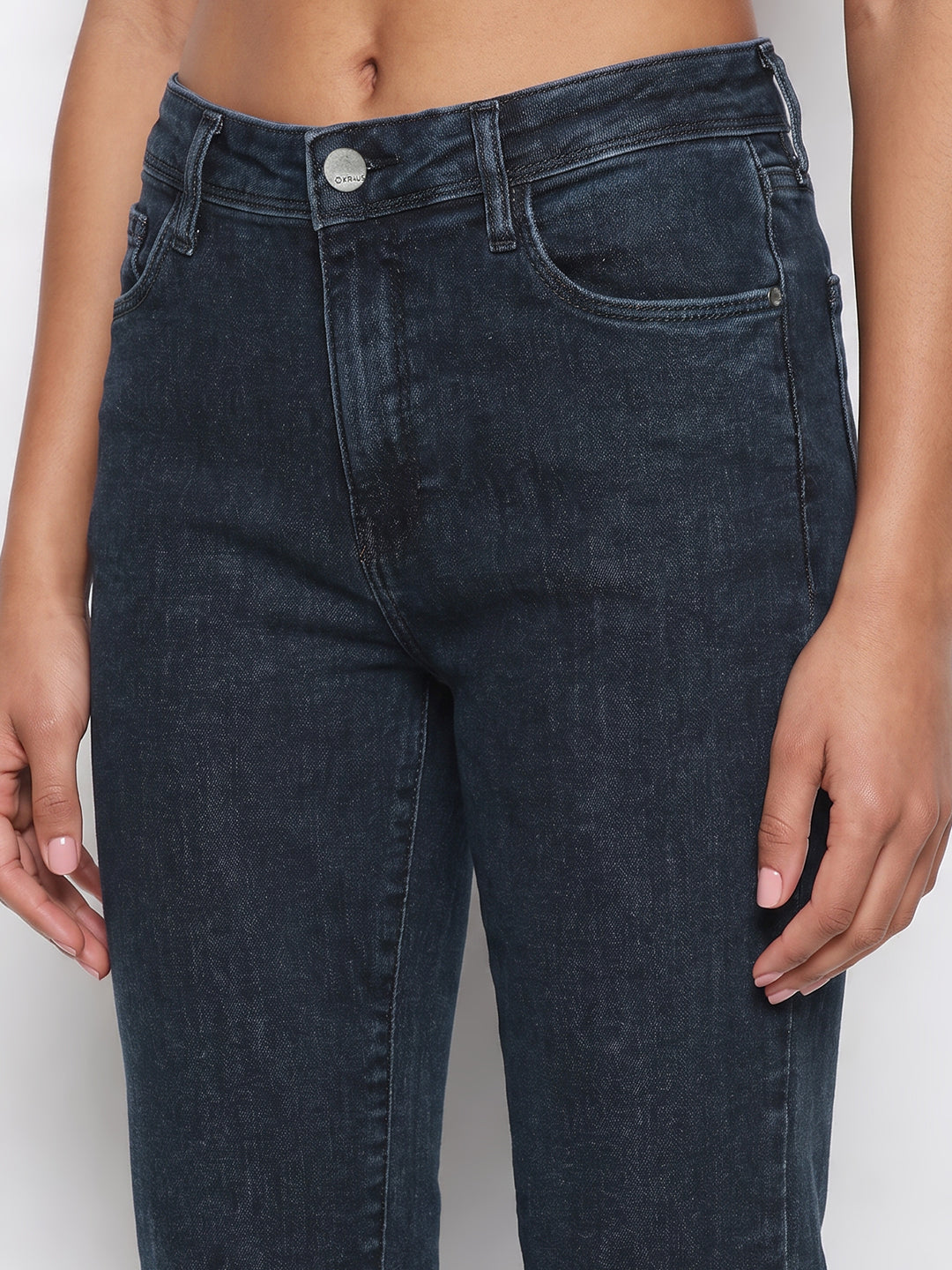 Slate Blue High-Rise Flare Jeans