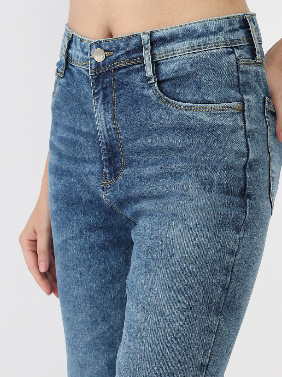 Women Blue High-Rise Mini Flare Jeans