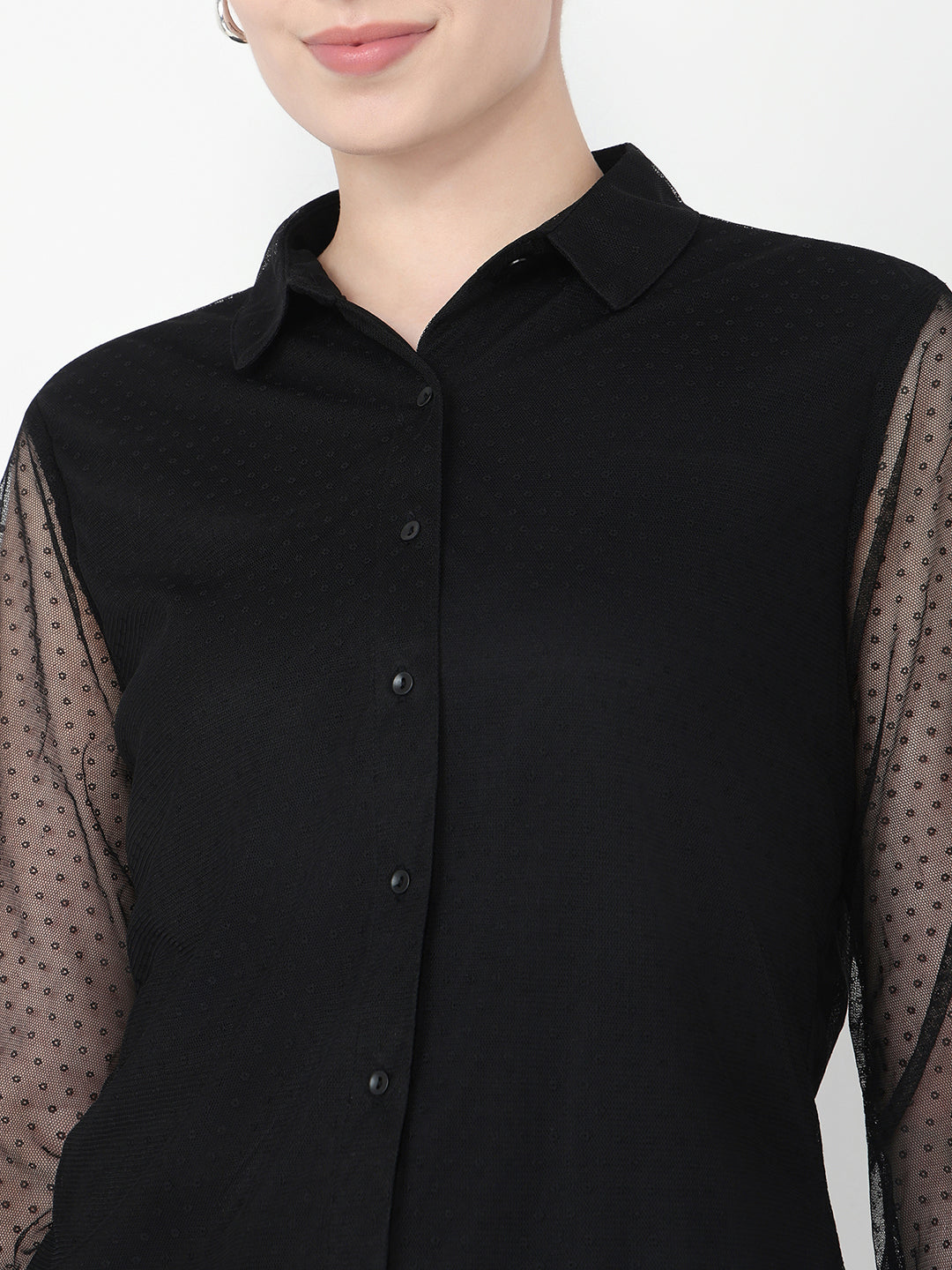 Women Black Slim Fit Shirt