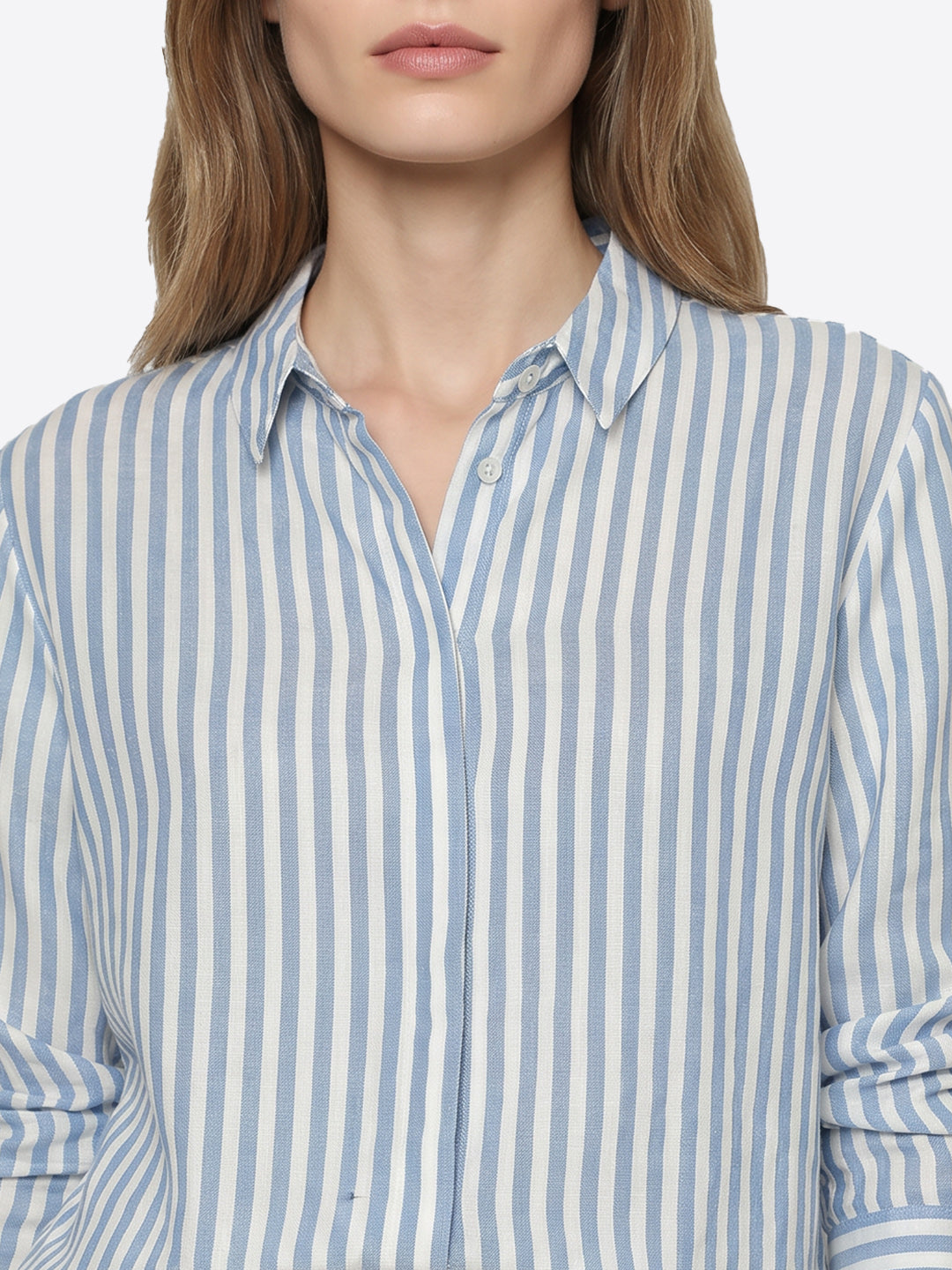Women Blue/White Stripe Shirt