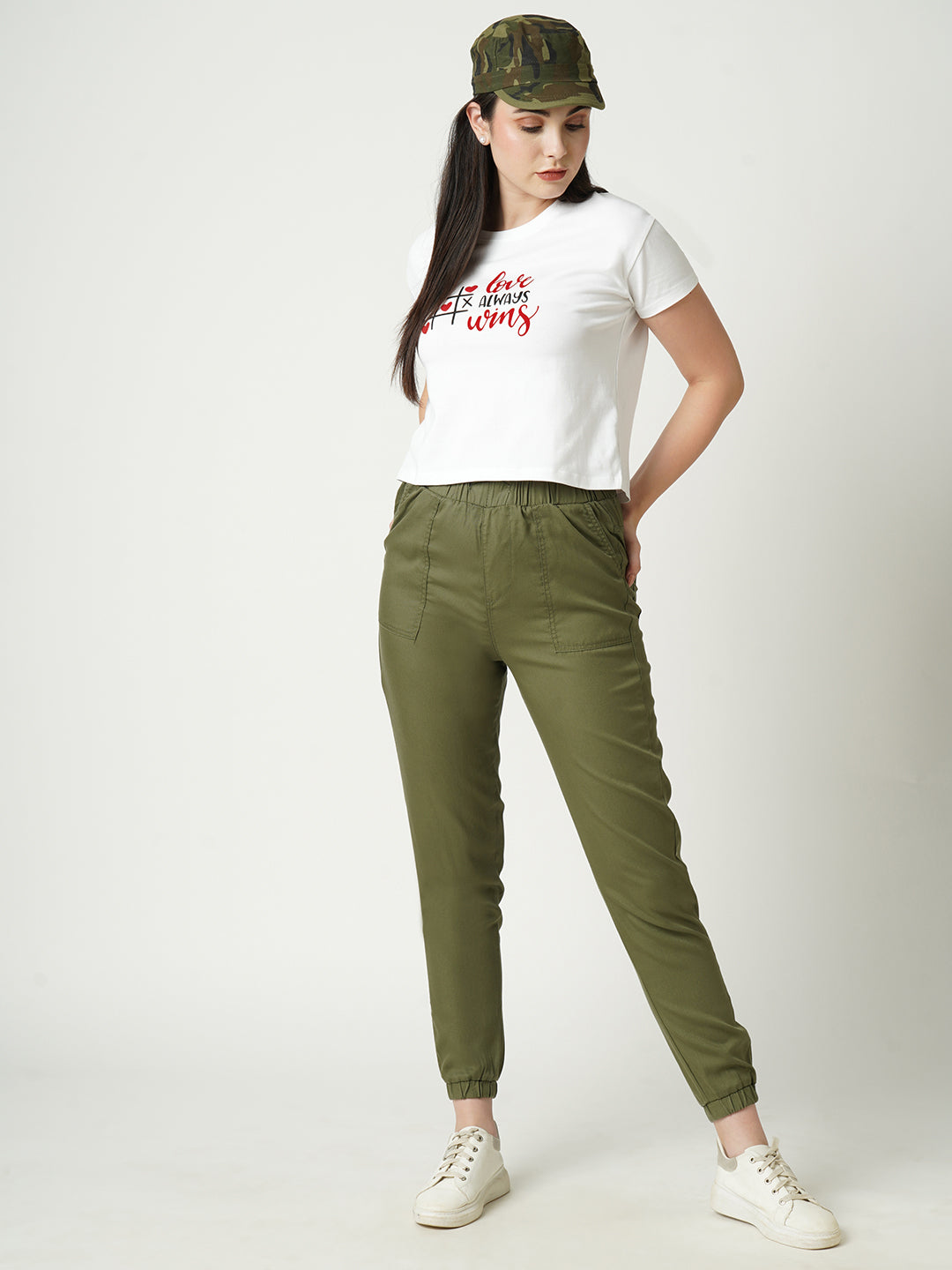 Women Typography Print Slim Fit Crop T-Shirt