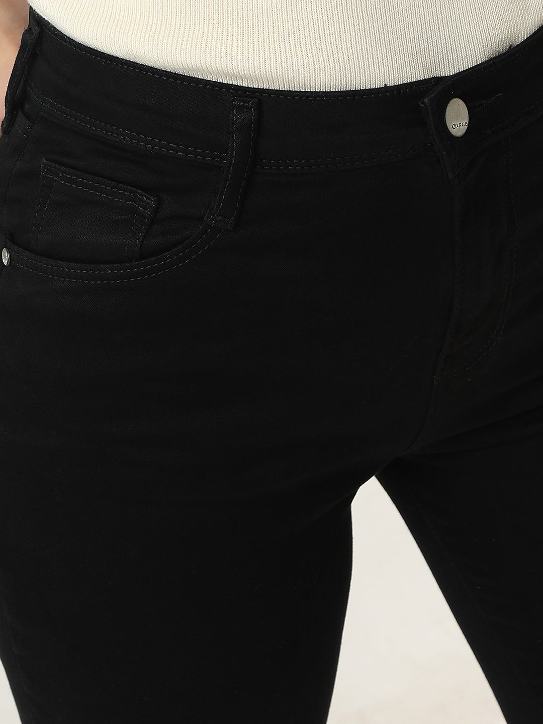 Women Black High-Rise Mini Flare Jeans