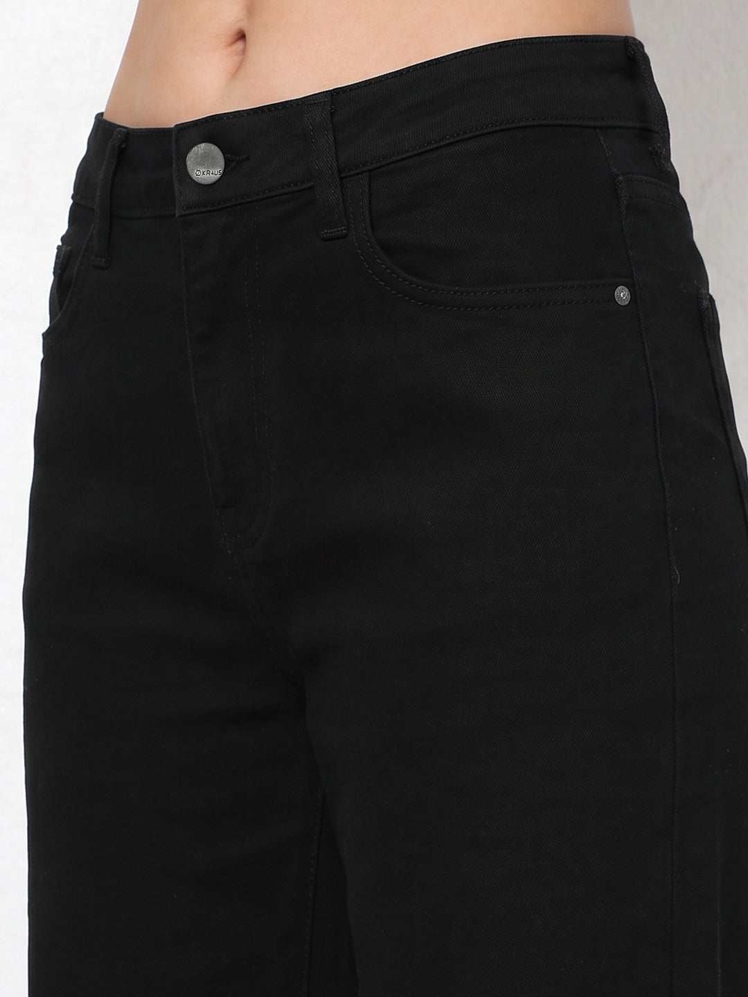 Women Black High-Rise Straight Fit Jeans