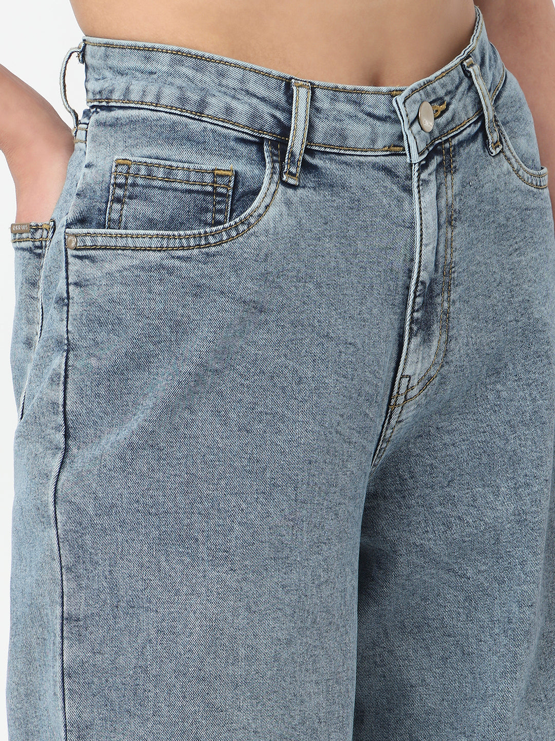 Women Blue High-Rise Baggy Jeans