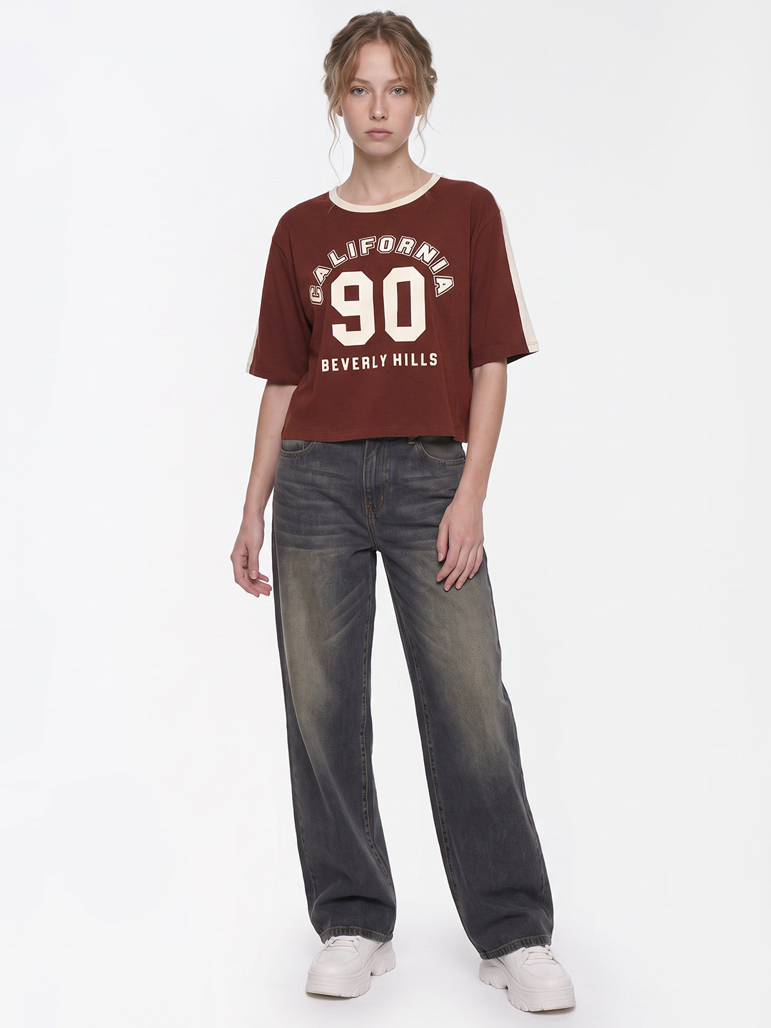Sepia Graphic Crop Genz Tees