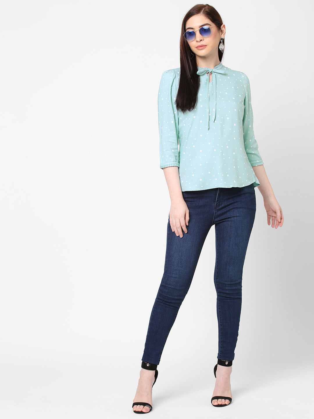 Women Polka-Dot Print Slim Fit Top