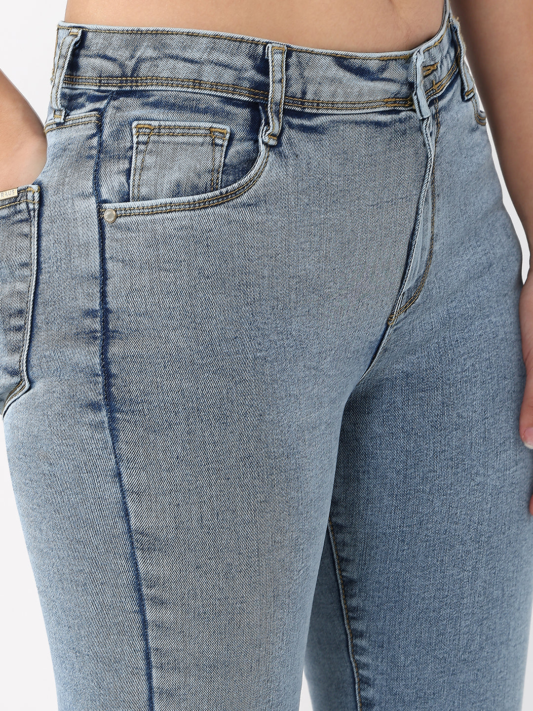 Women Light Blue High-Rise Flare Jeans