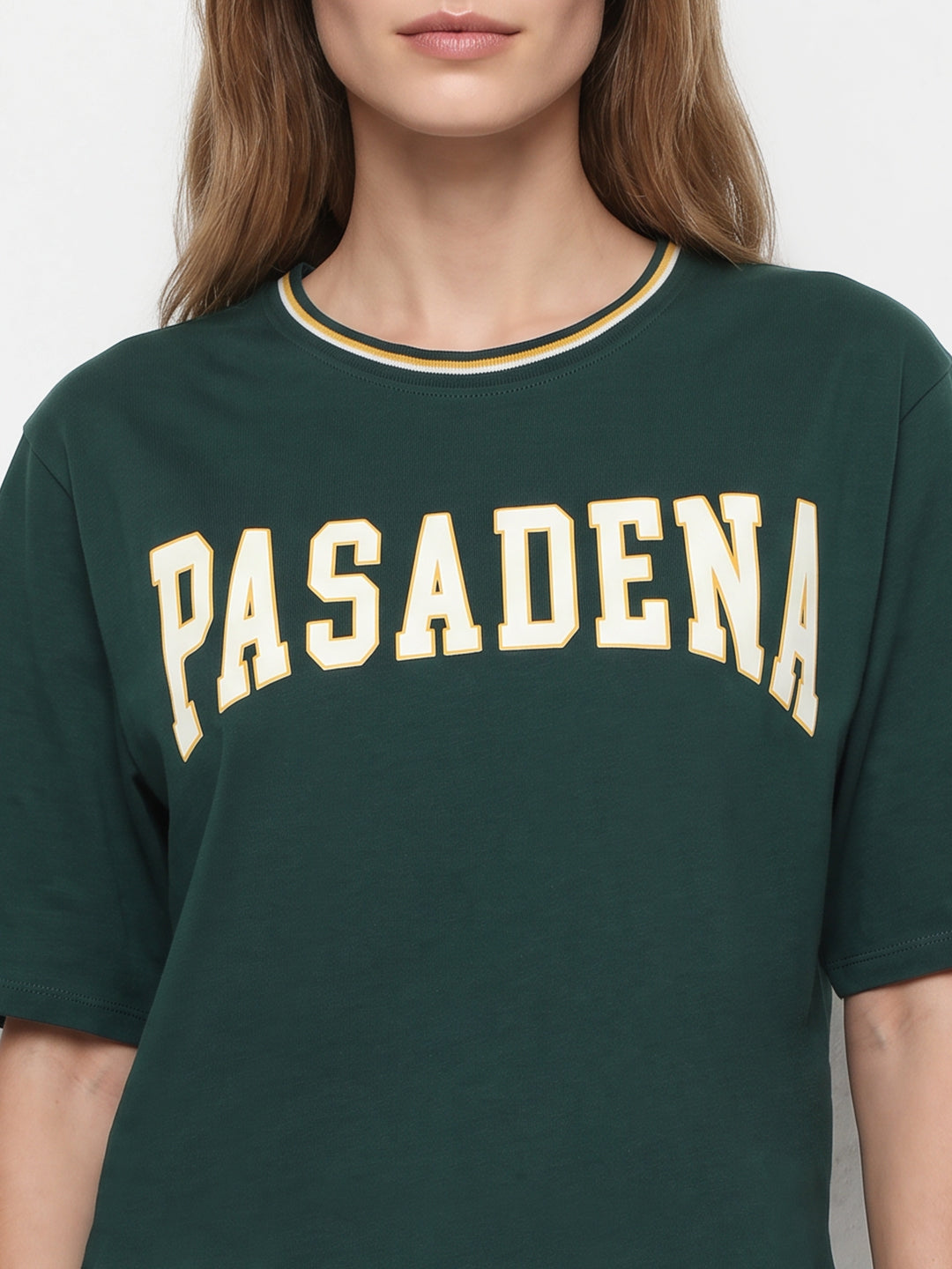 Women Bottle Green Graphic Crop Tees