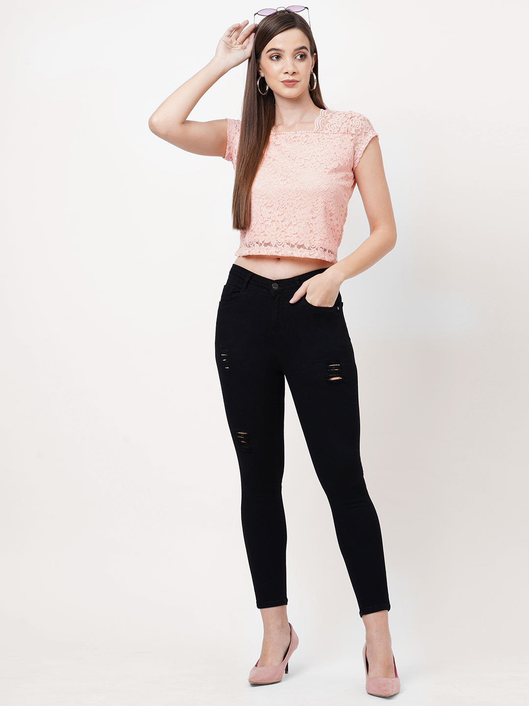 Women Peach Crop Top