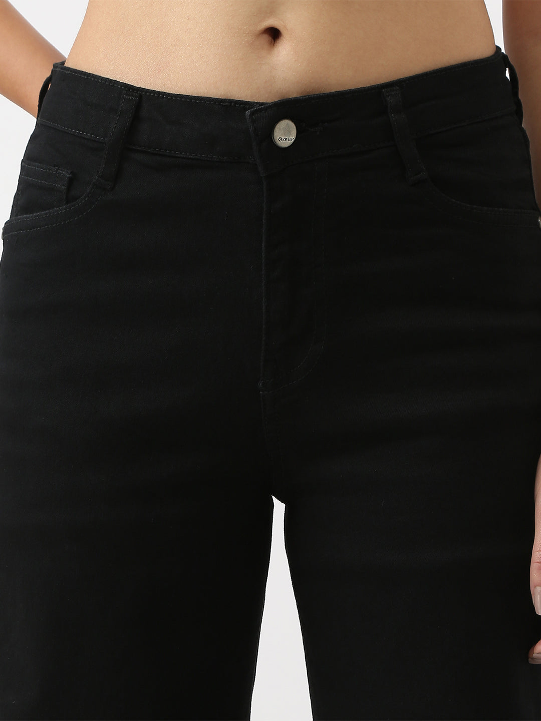Women Black High-Rise Straight Fit Jeans