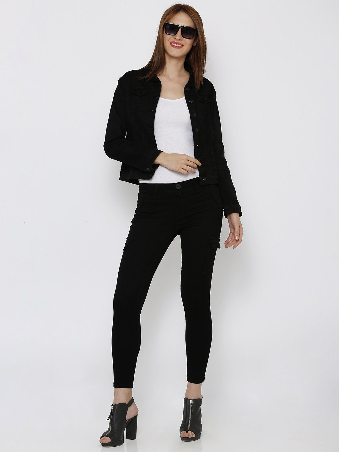 Women Black High-Rise Cargo