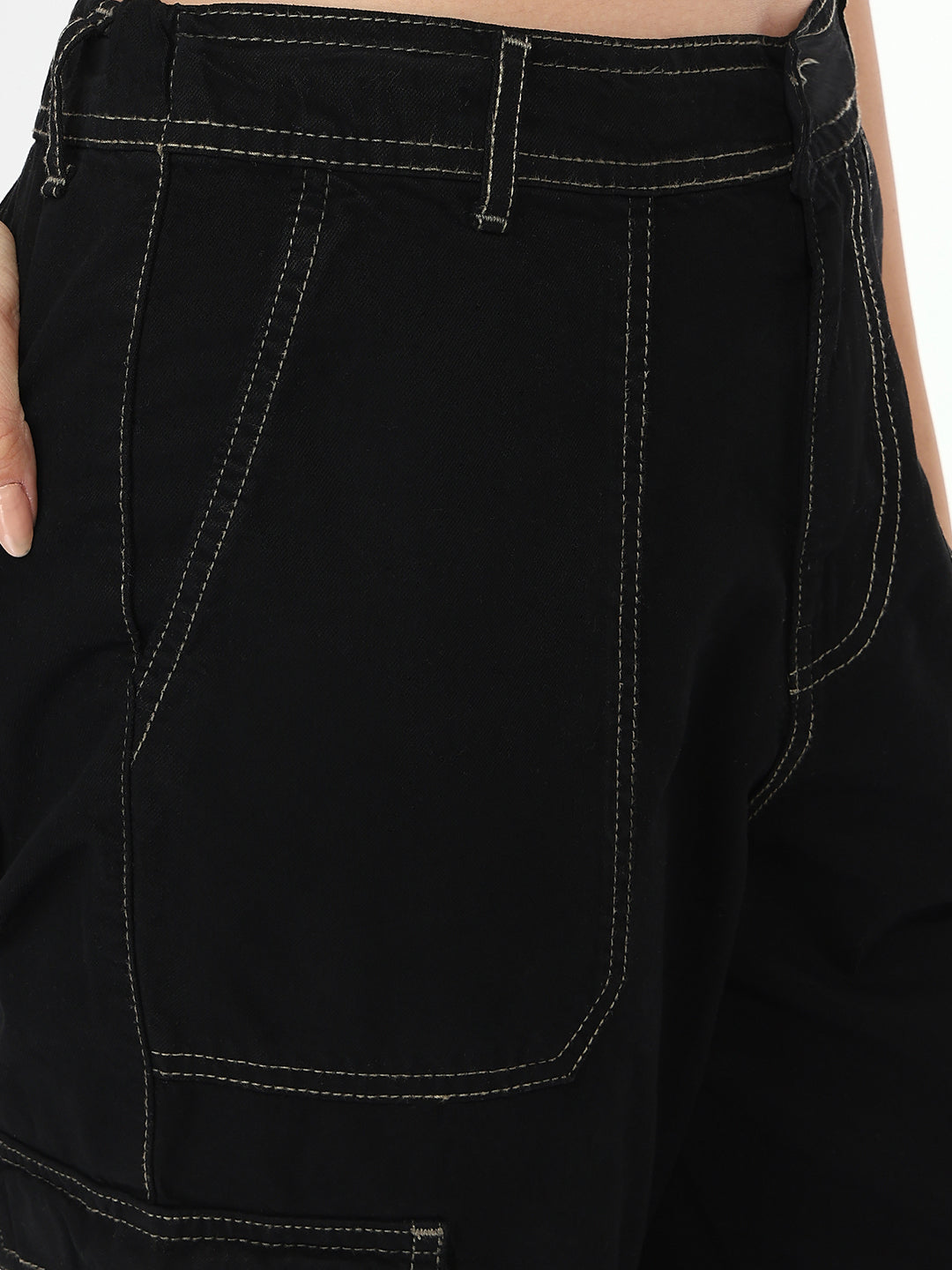 Women Black Mid-Rise Skinny Cargo