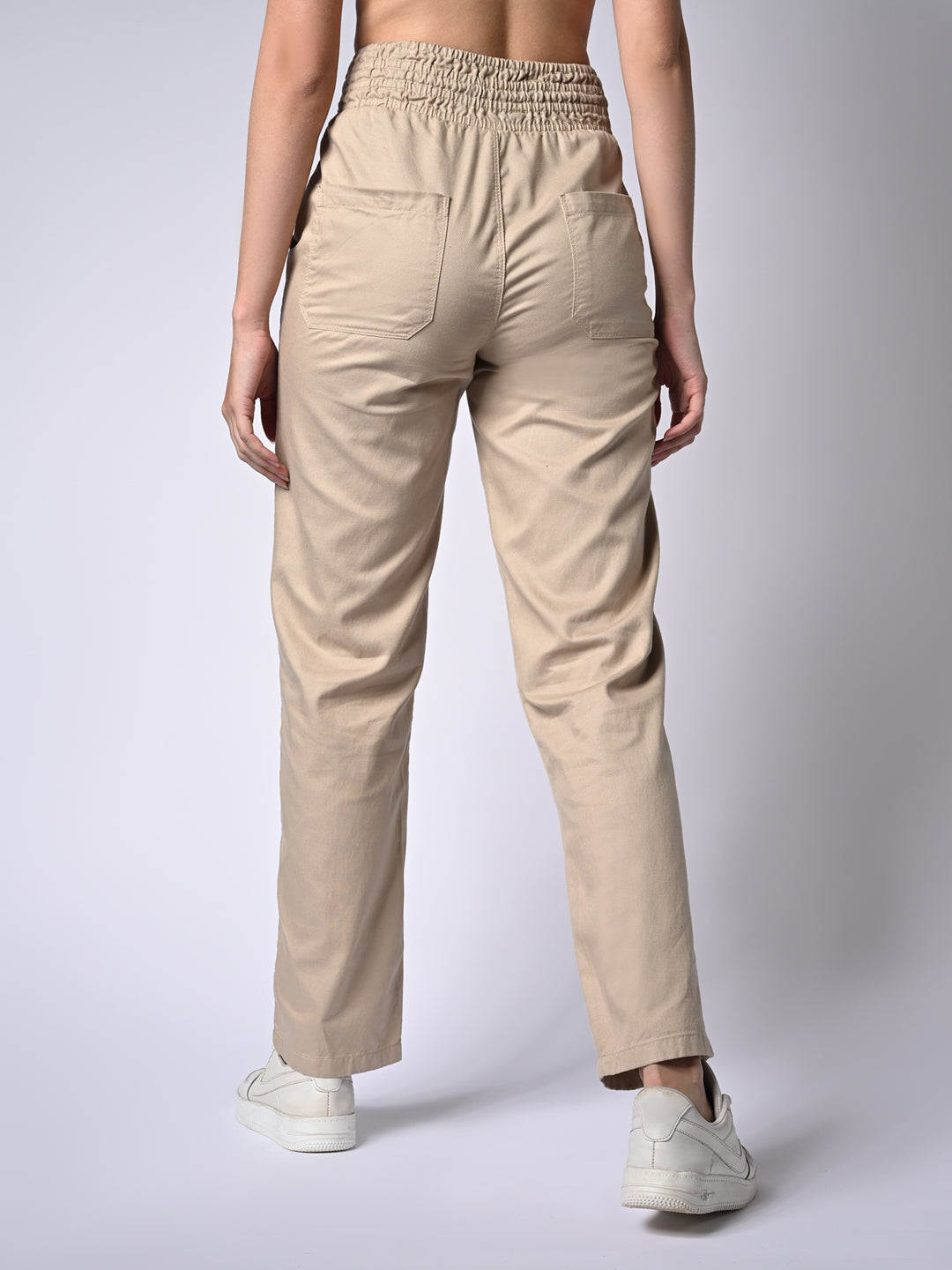 Women Oatmilk High-Rise Straight Fit Pants