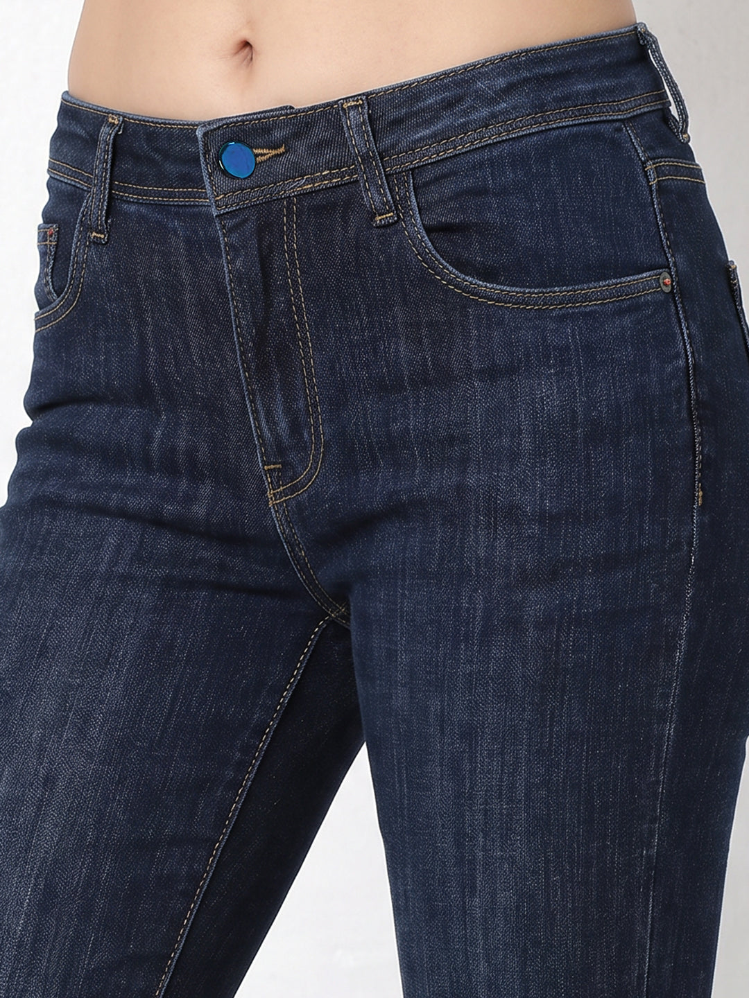 Women Dark Blue High-Rise Flare Jeans