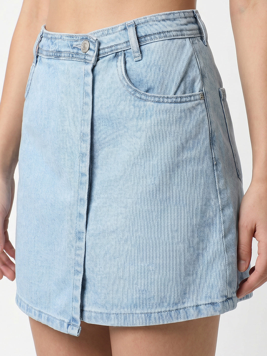 Women Light Blue High-Rise Skorts