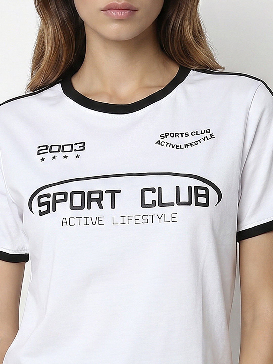 Women White Graphic Crop Tees