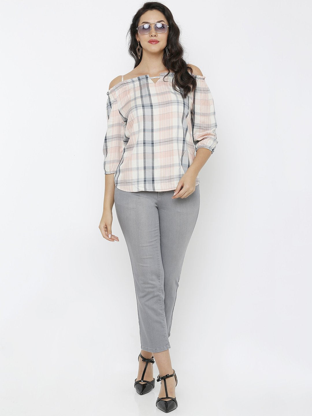 Women Grey Mid-Rise Crop Flare Jeans
