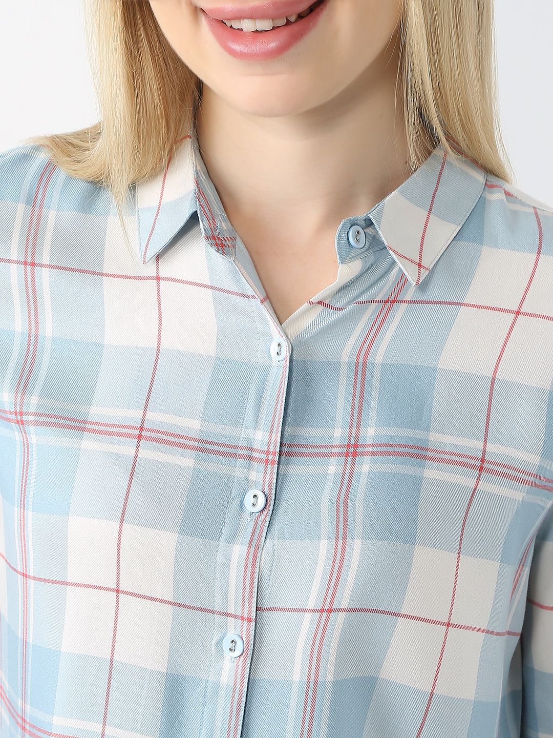 Women Sky/White Checks Shirt