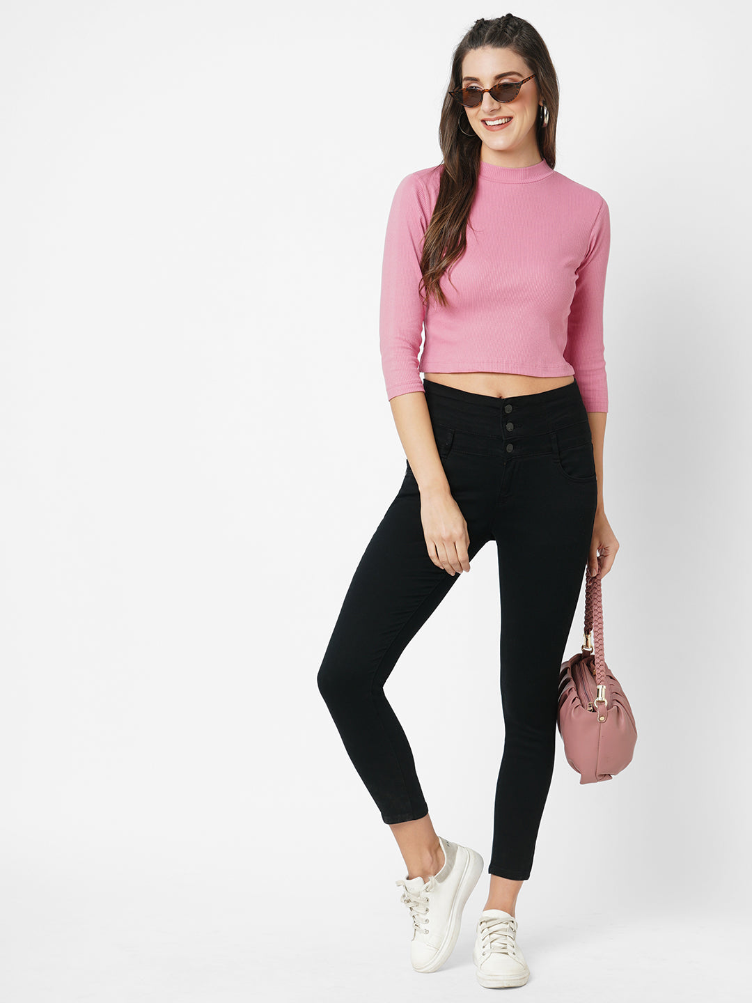 Women Blush Pink Crop T-Shirt