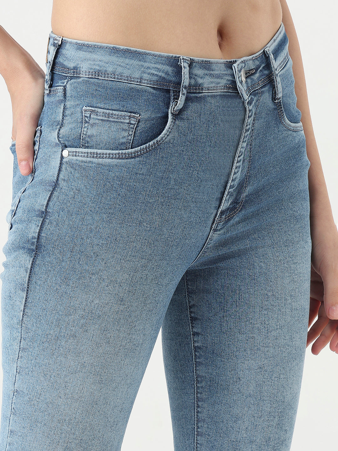 Women Blue High-Rise Capri