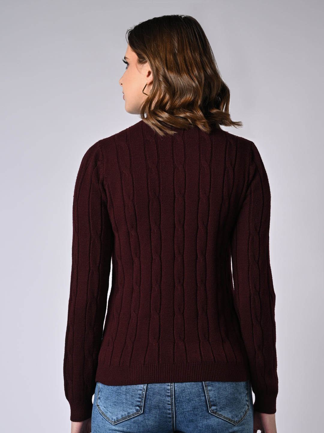 Women Wine Slim Fit Sweater
