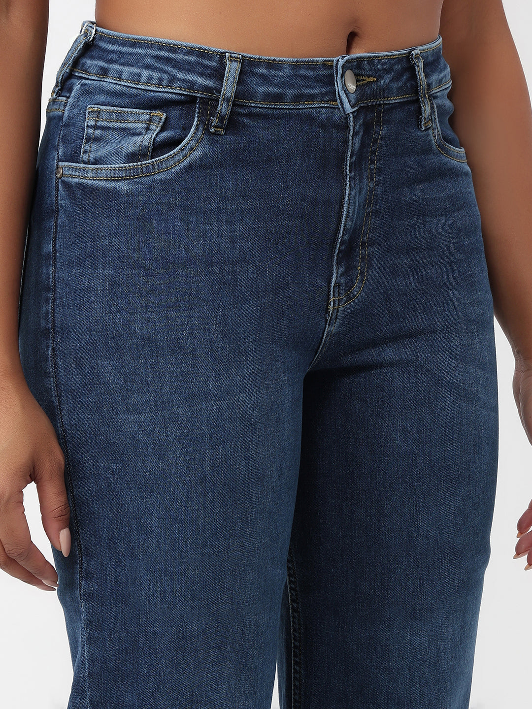 Women Blue High-Rise Straight Fit Jeans