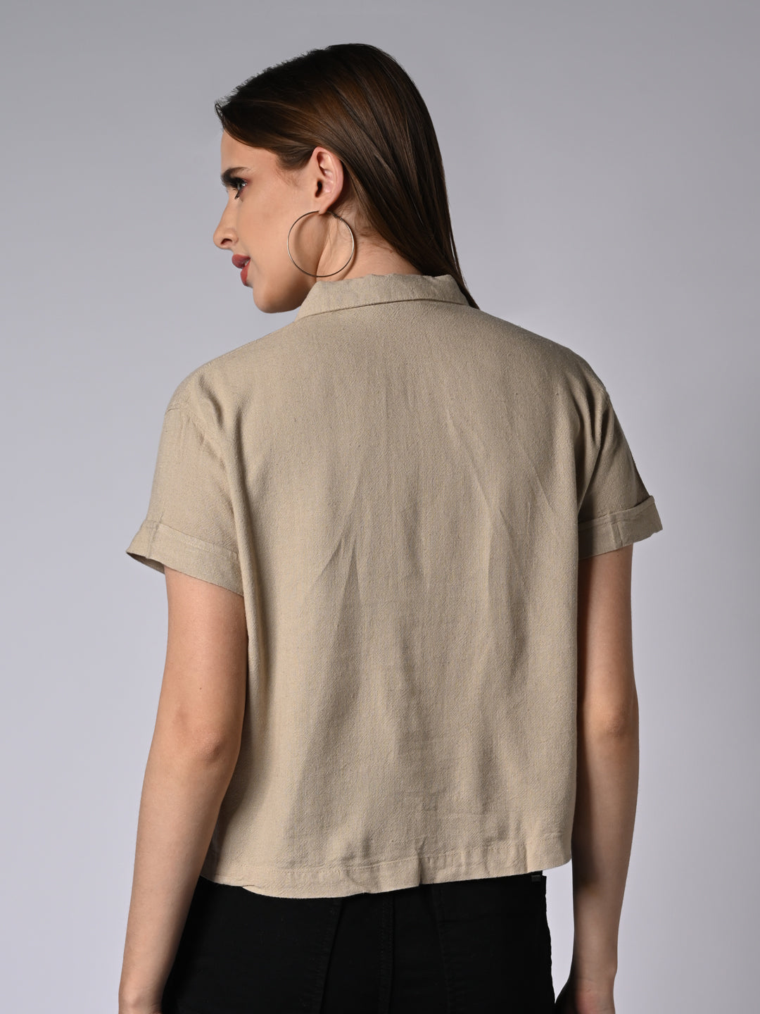 Women Solid Oatmilk Shirt