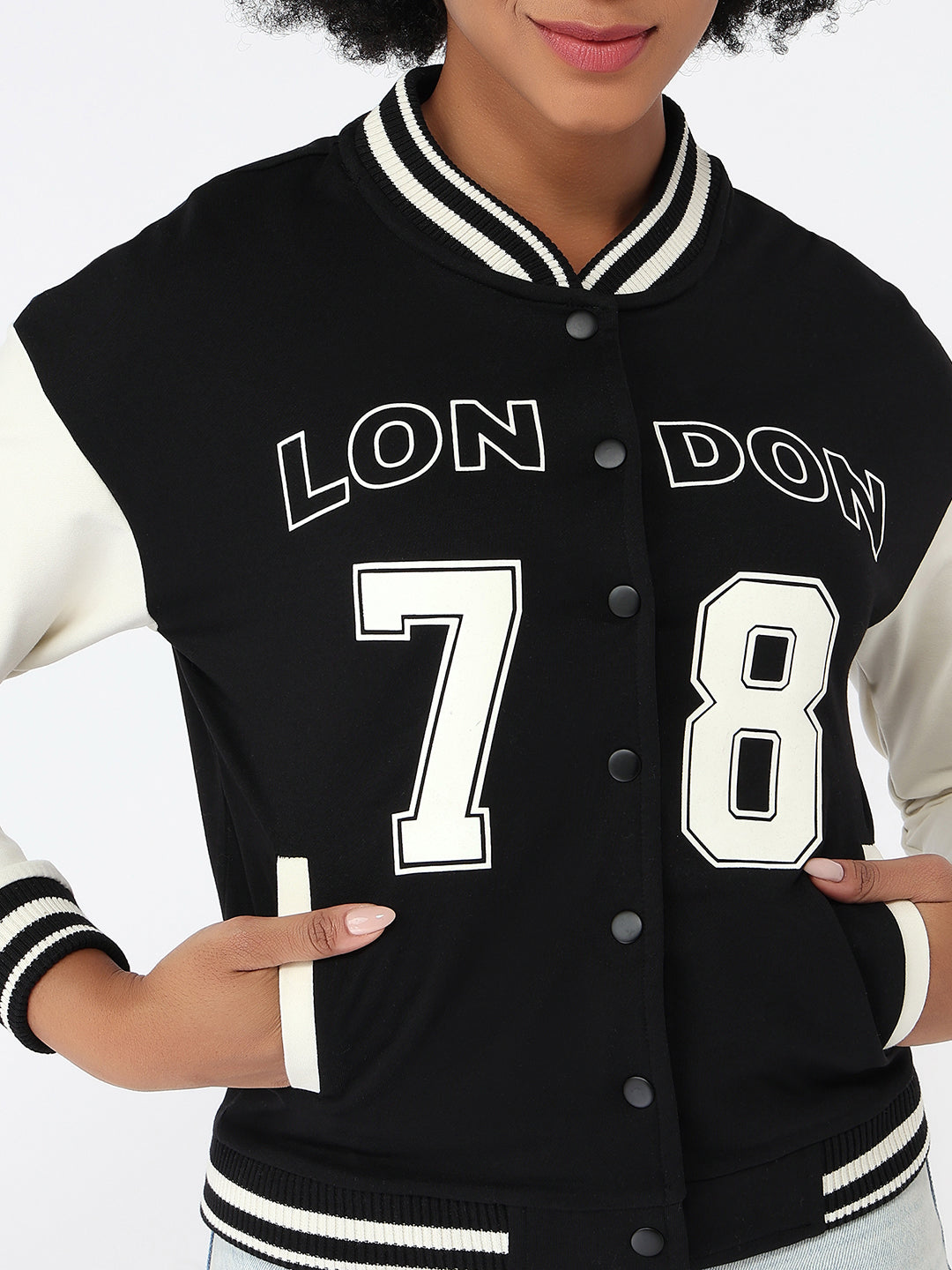Women Black/Ivory Varsity Jacket