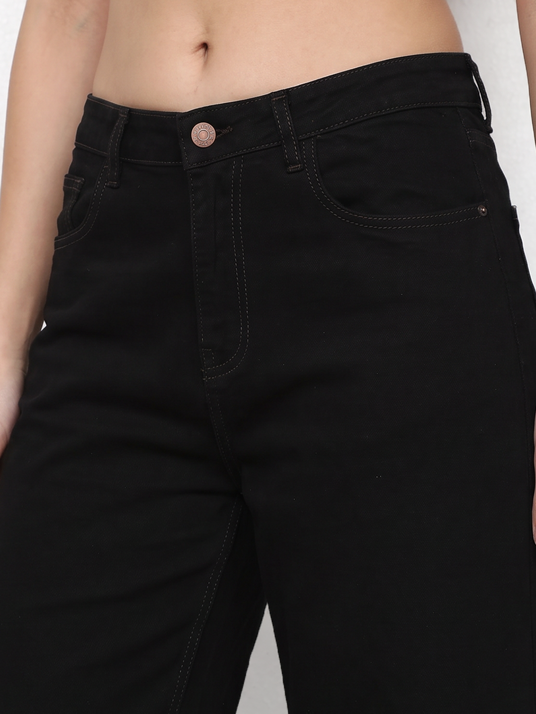 Black High-Rise Straight Jeans