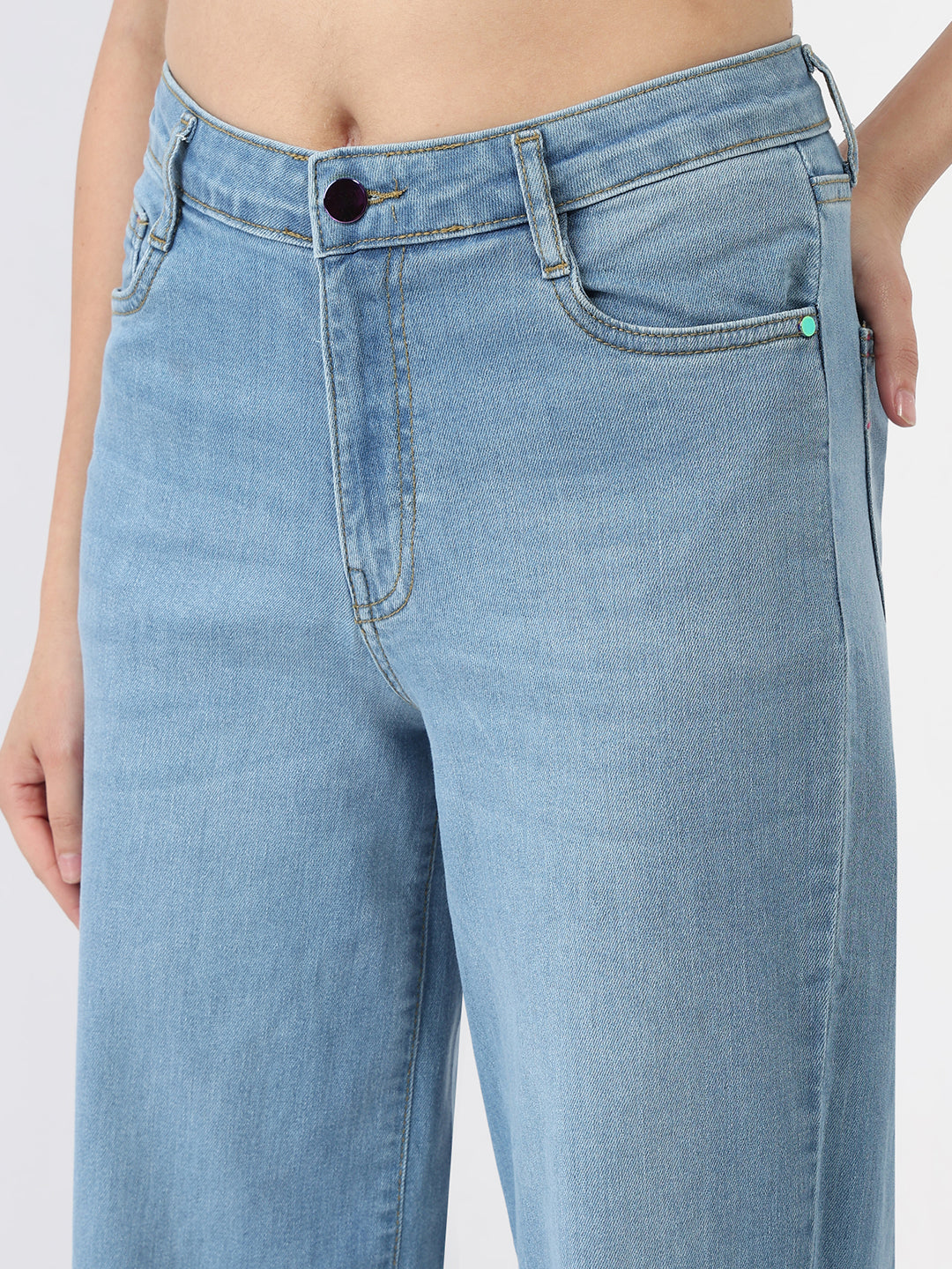 Women Blue High-Rise Wide Leg Jeans