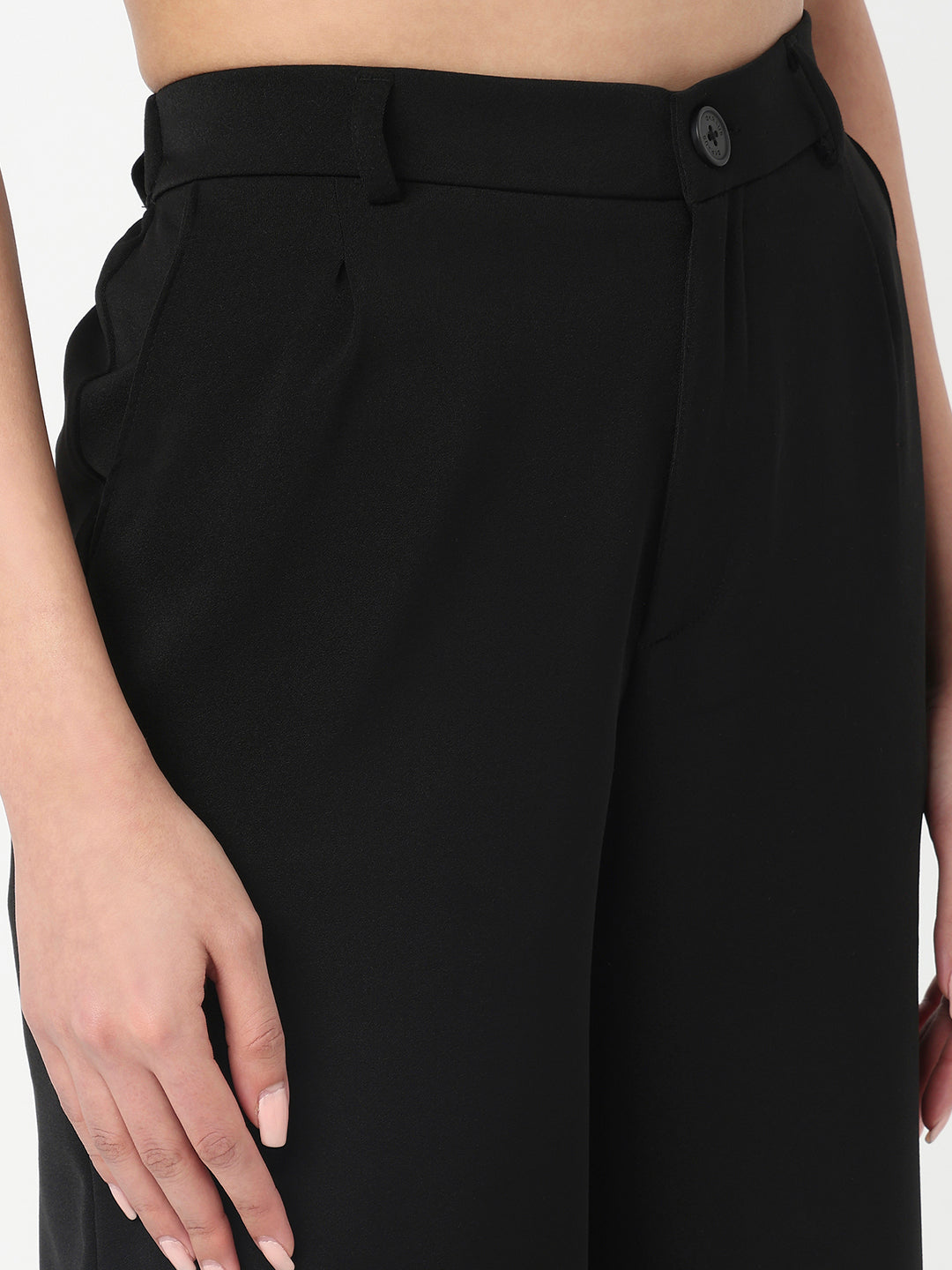 Women Black High-Rise Wide Leg Pants