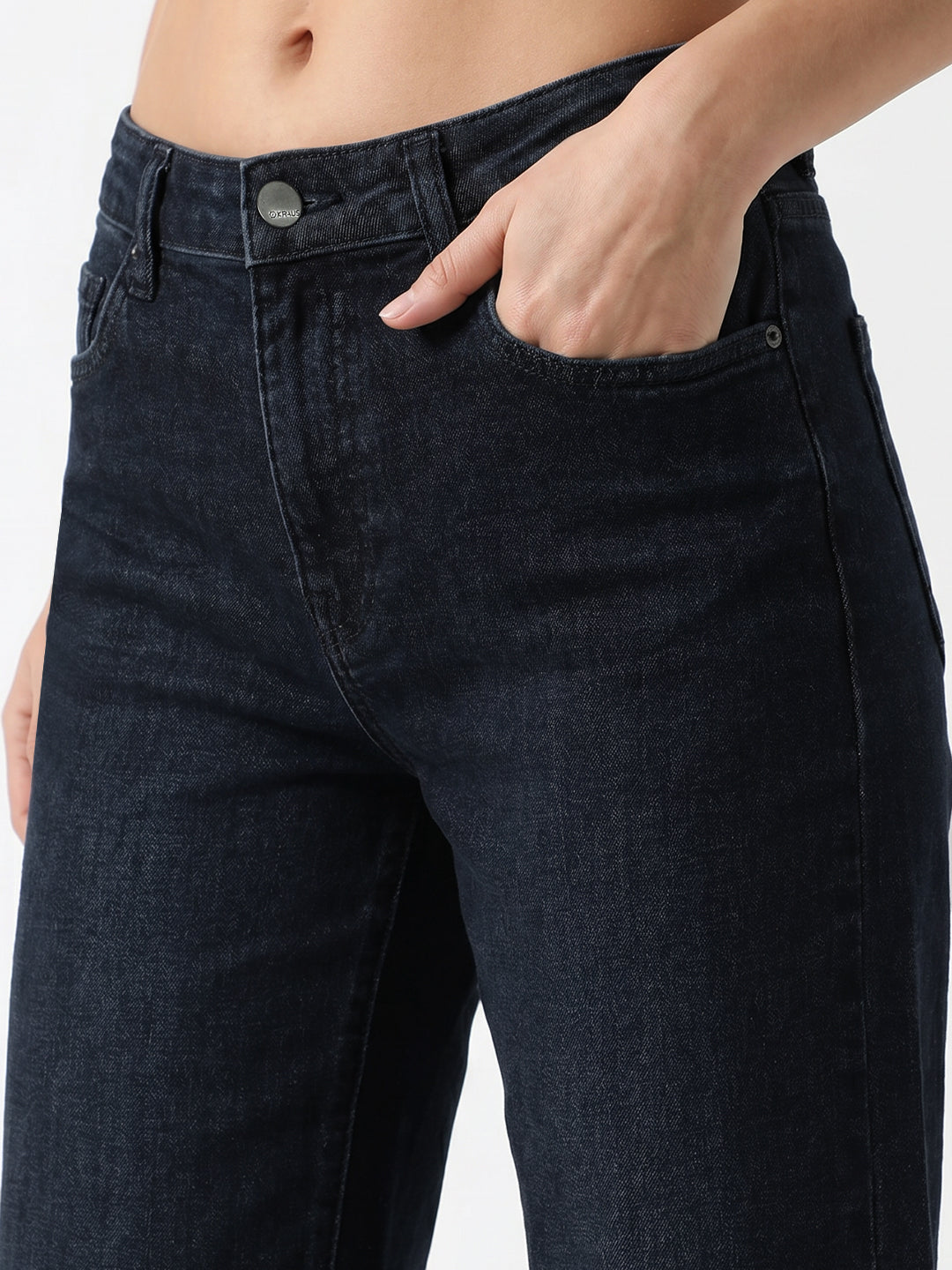 Women Slate Blue High-Rise Straight Fit Jeans