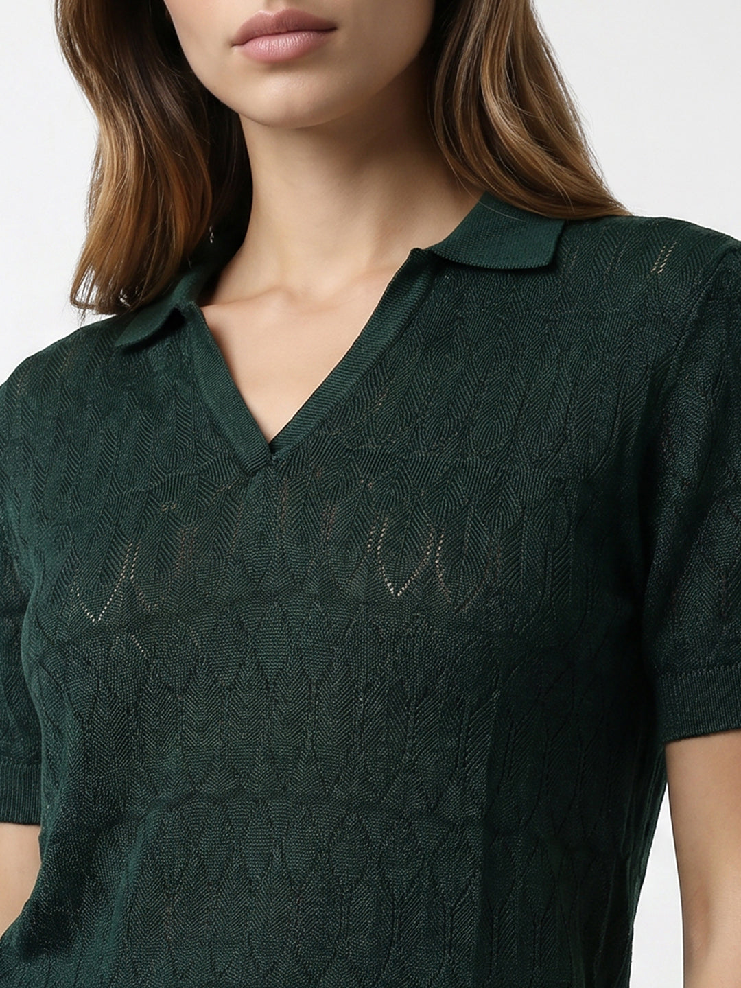 Women Bottle Green Ponitelle Top