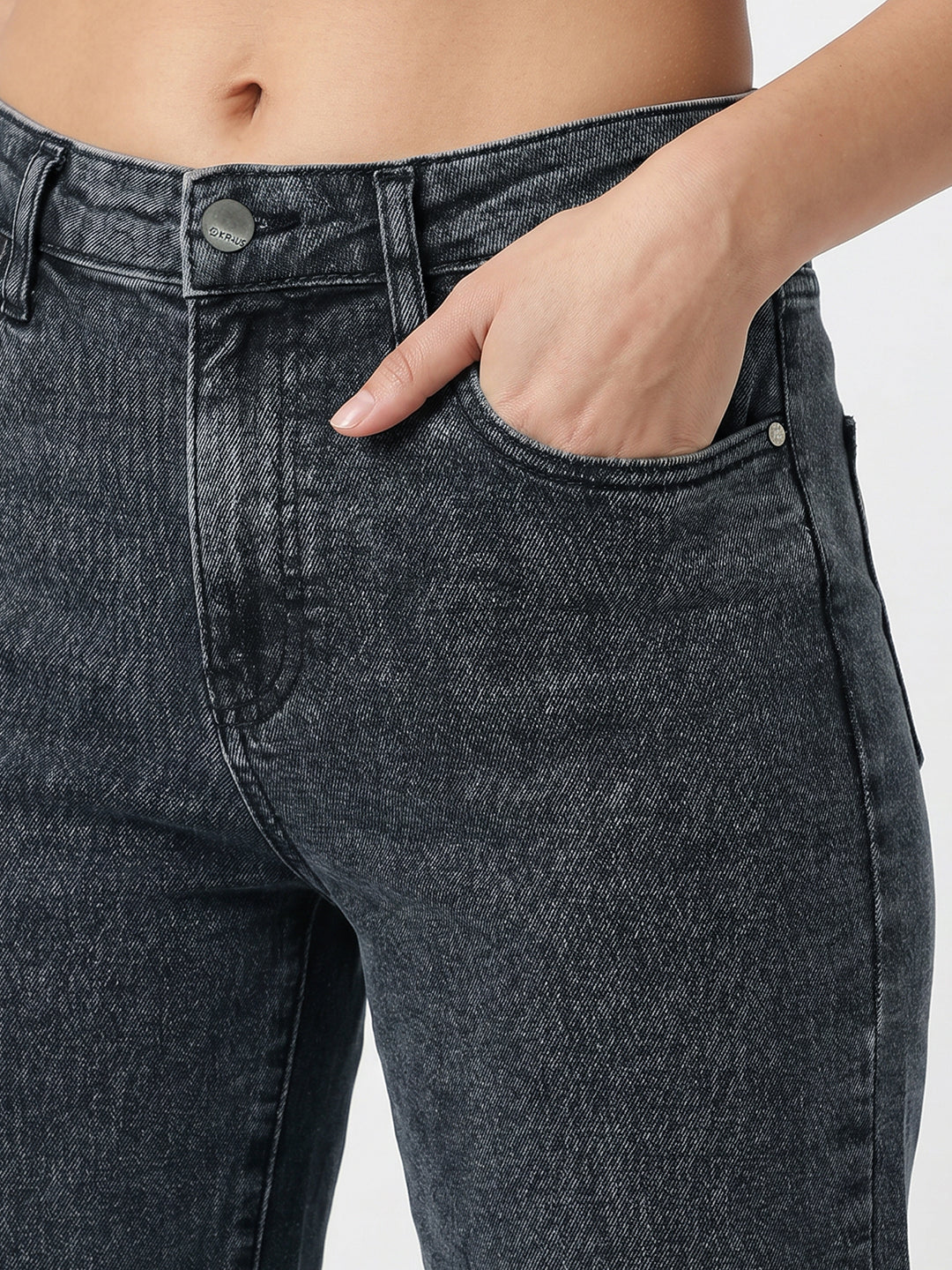 Women Slate Blue High-Rise Straight Fit Jeans