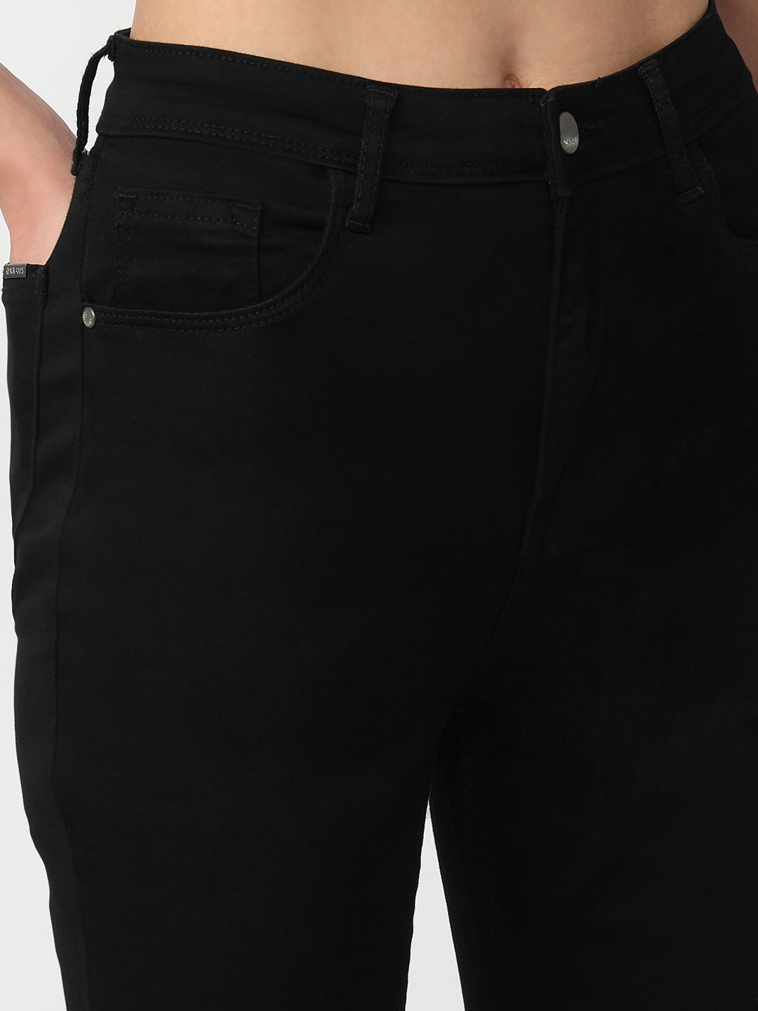 Women Black High-Rise Mini Flare Jeans
