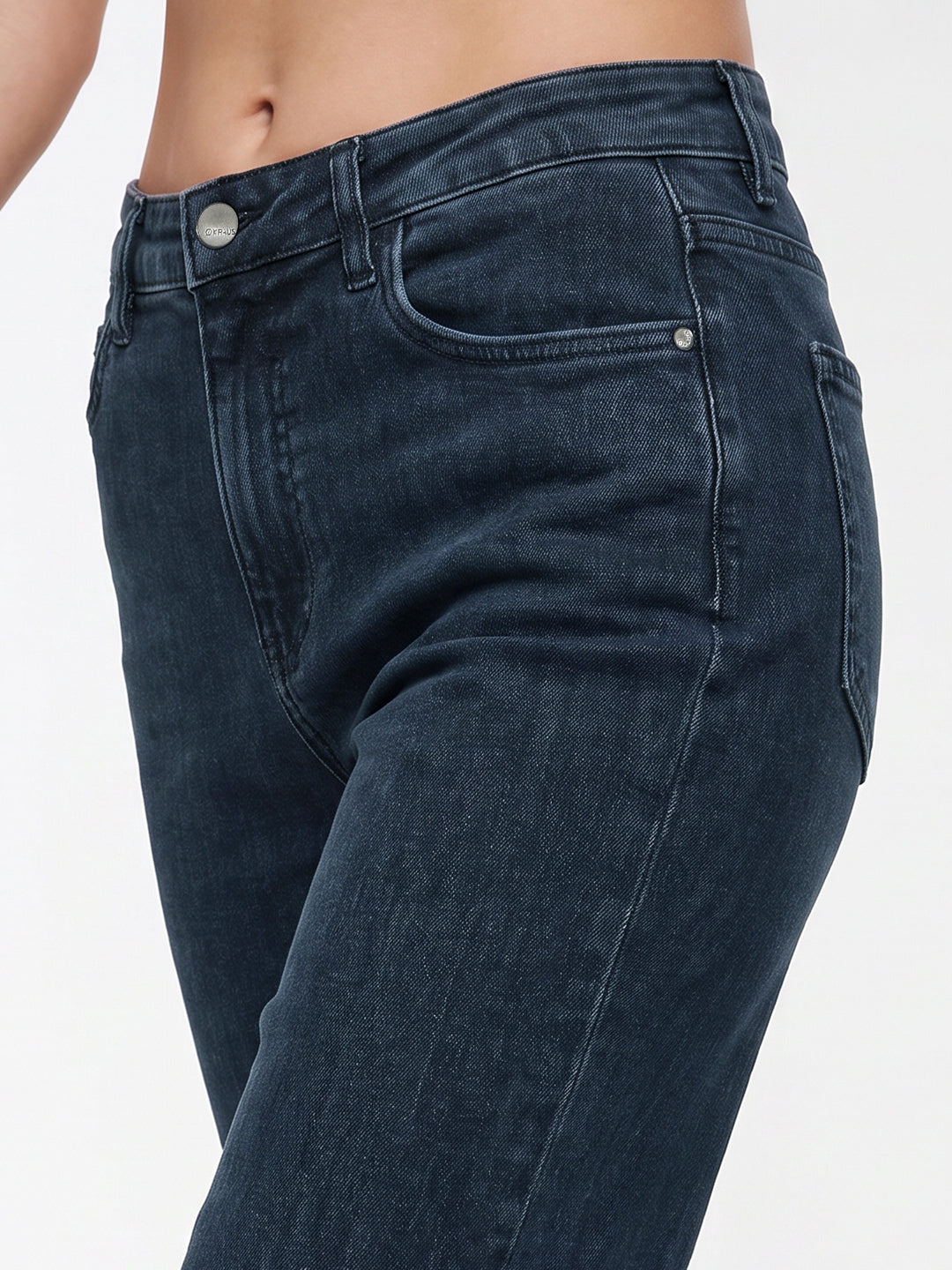 Women Slate Blue High-Rise Straight Fit Jeans