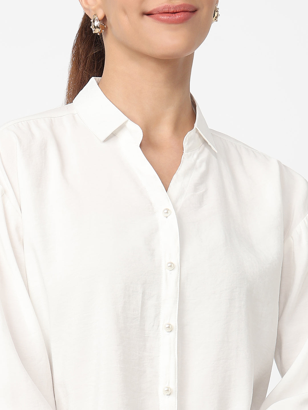 Women White Slim Shirt