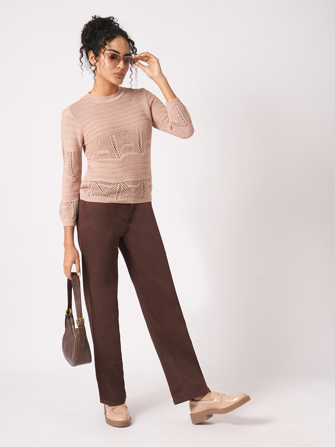 Women Sepia High-Rise Straight Fit Jeans