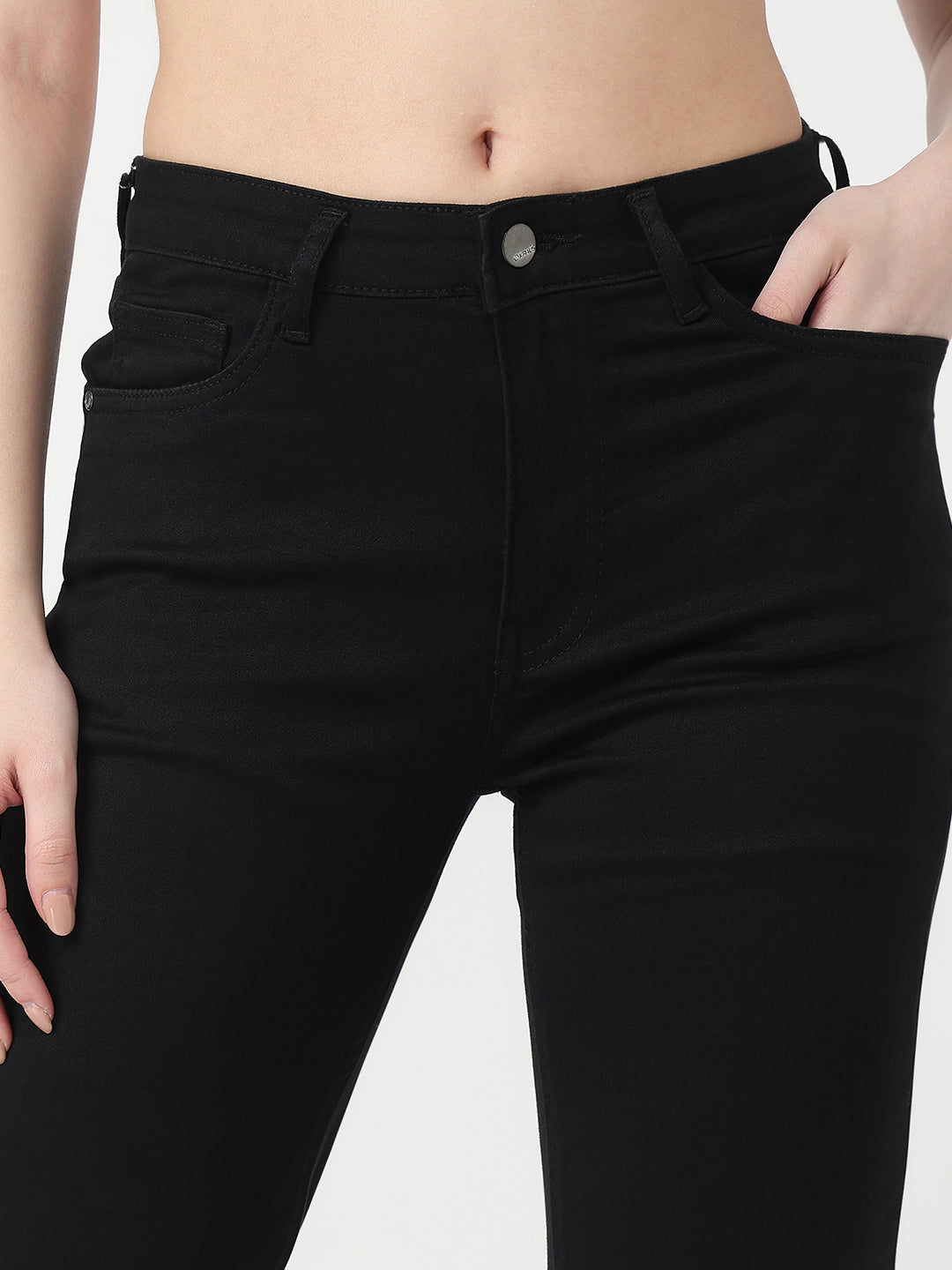 Women Black High-Rise Slim Straight Jeans