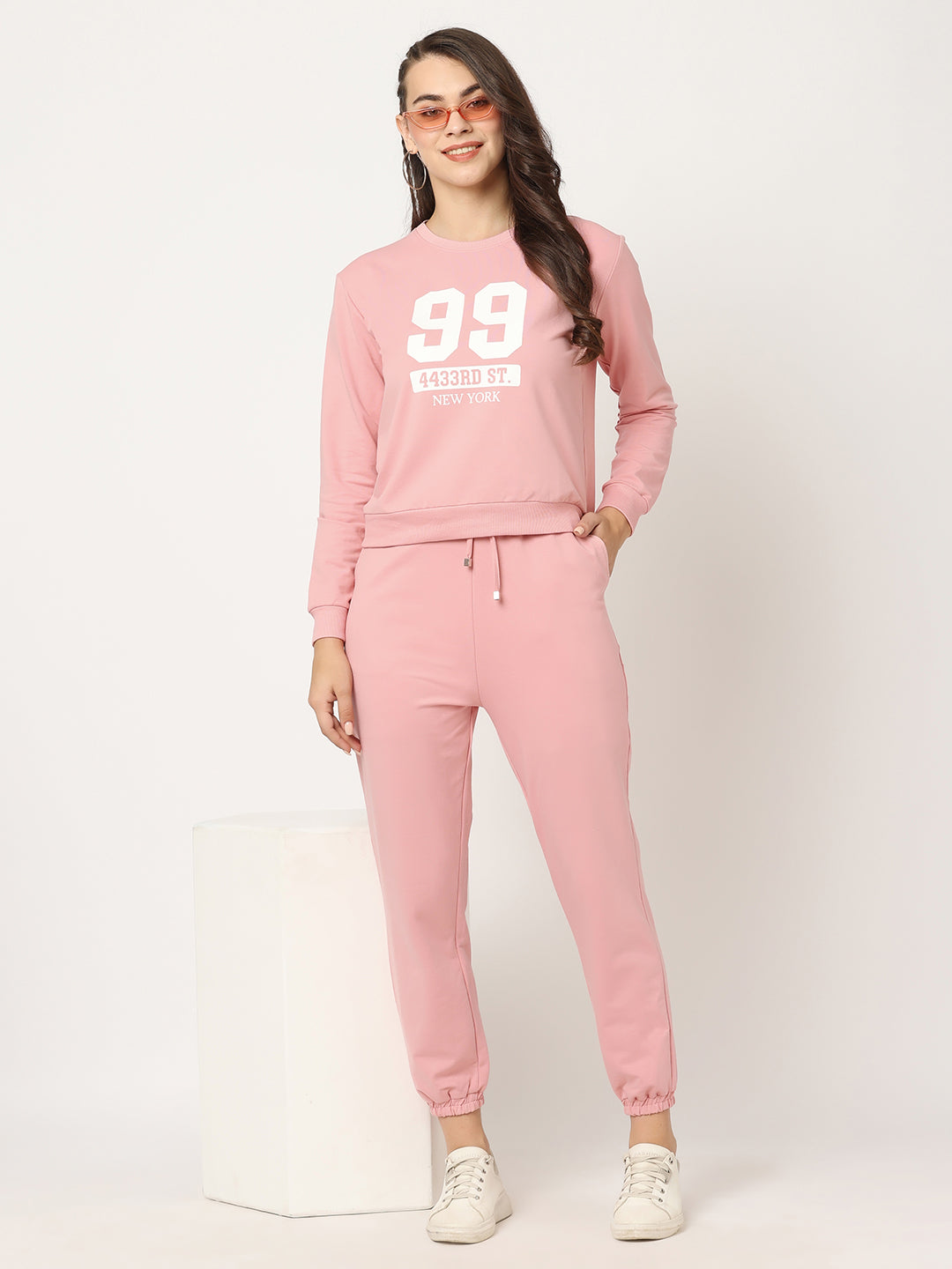 Women Blush Pink Slim Fit Sweatshirt