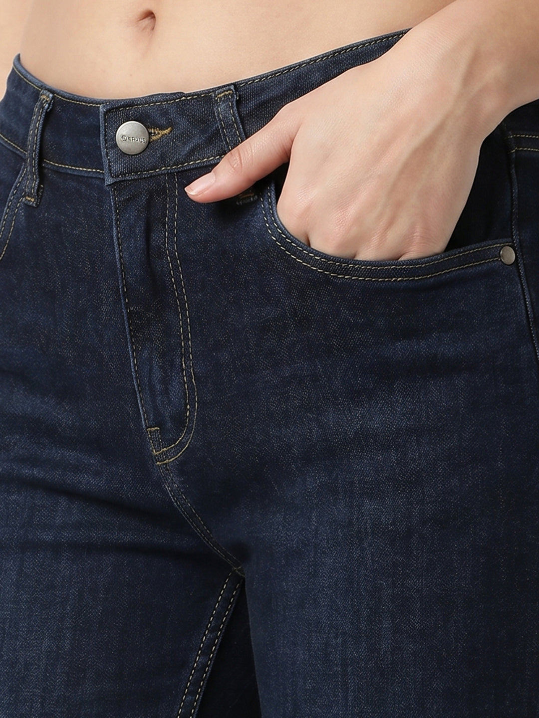 Women Dark Blue Slim Straight Fit Jeans