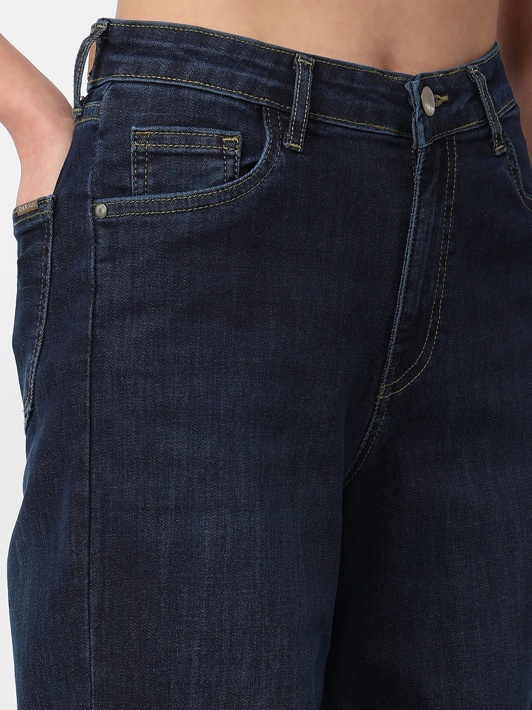 Women Dark Blue High-Rise Baggy Jeans