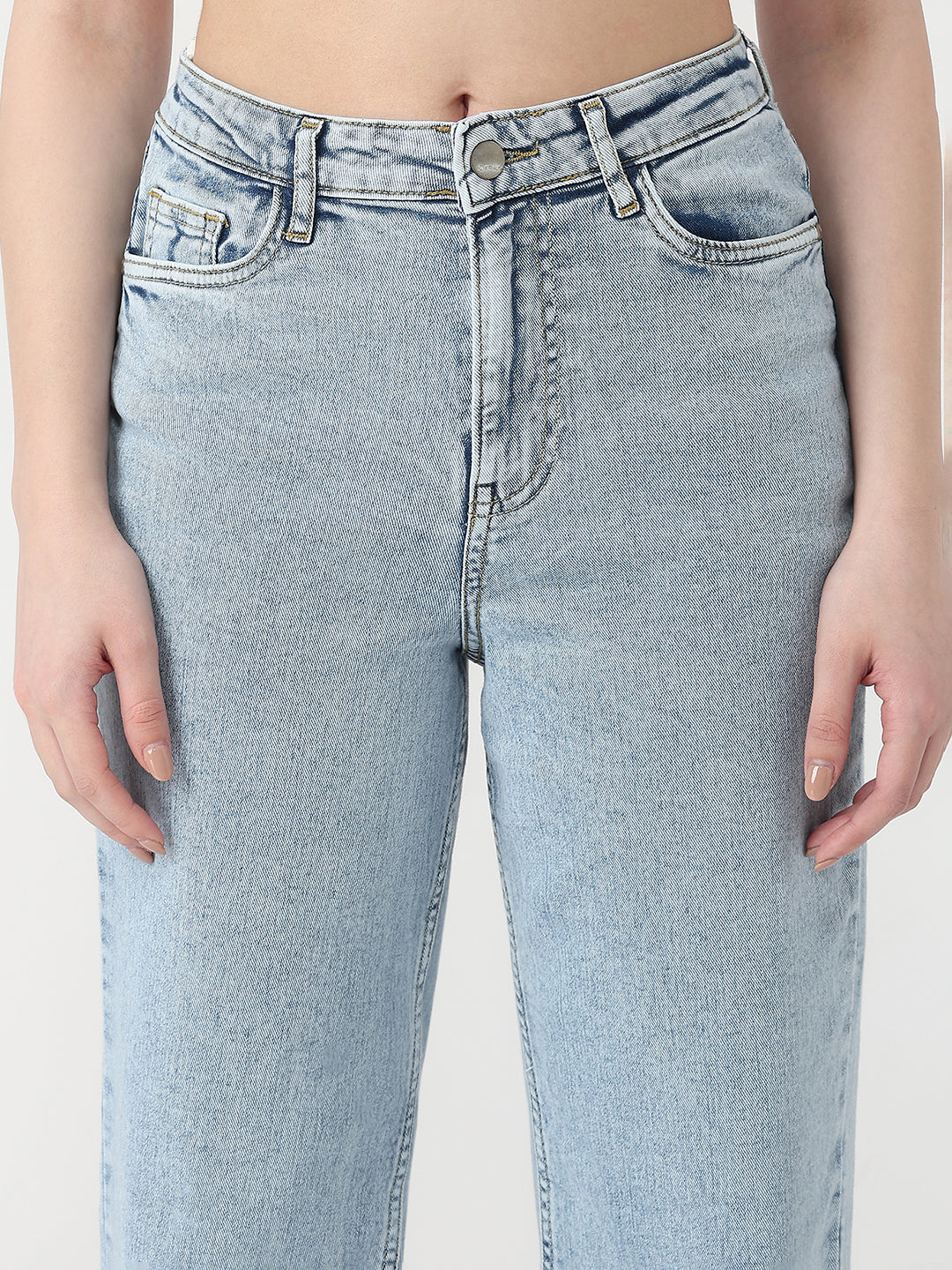 Women Light Blue High-Rise Wide Leg Jeans