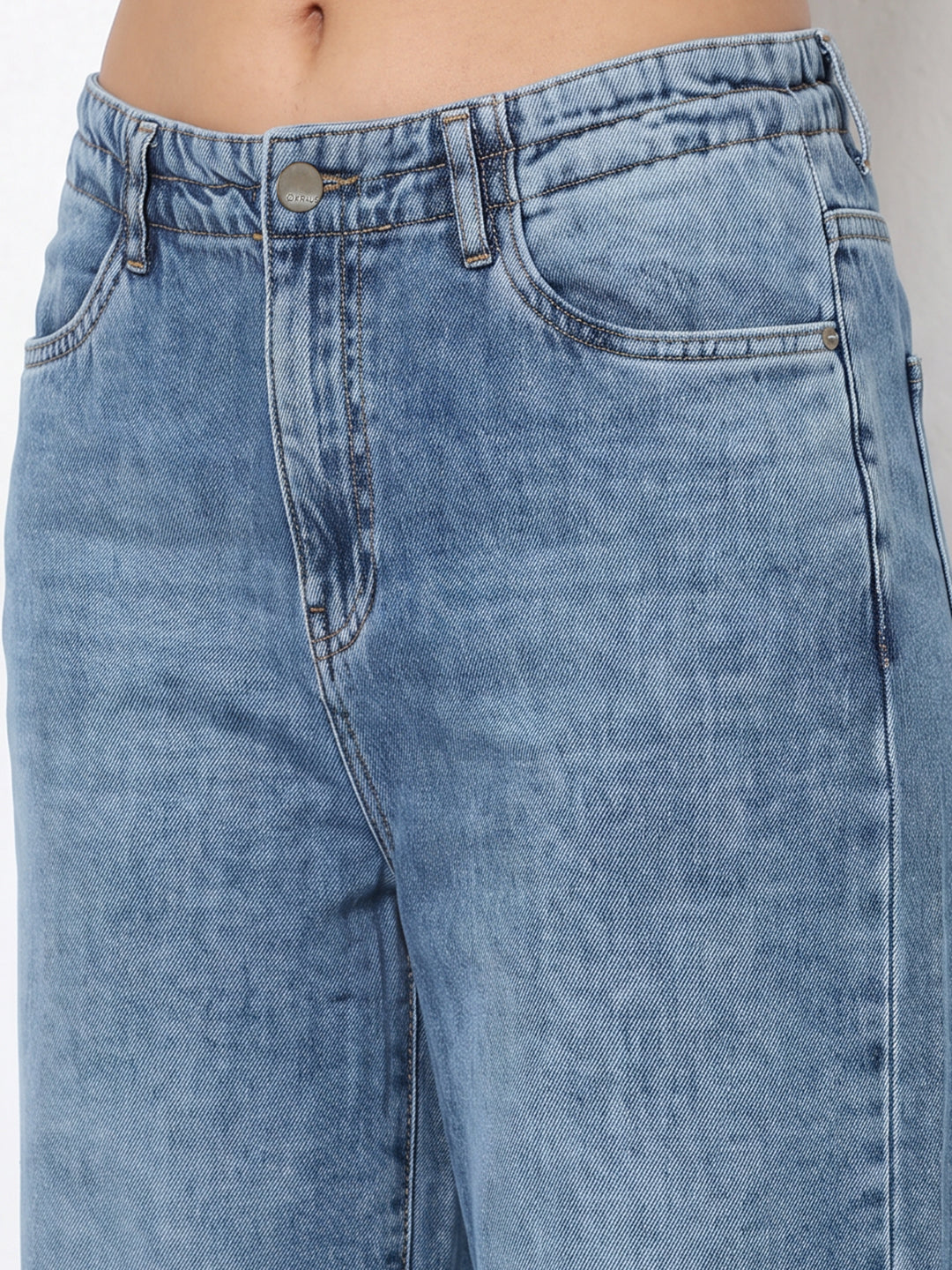Women Blue High-Rise Super Wide Leg Jeans