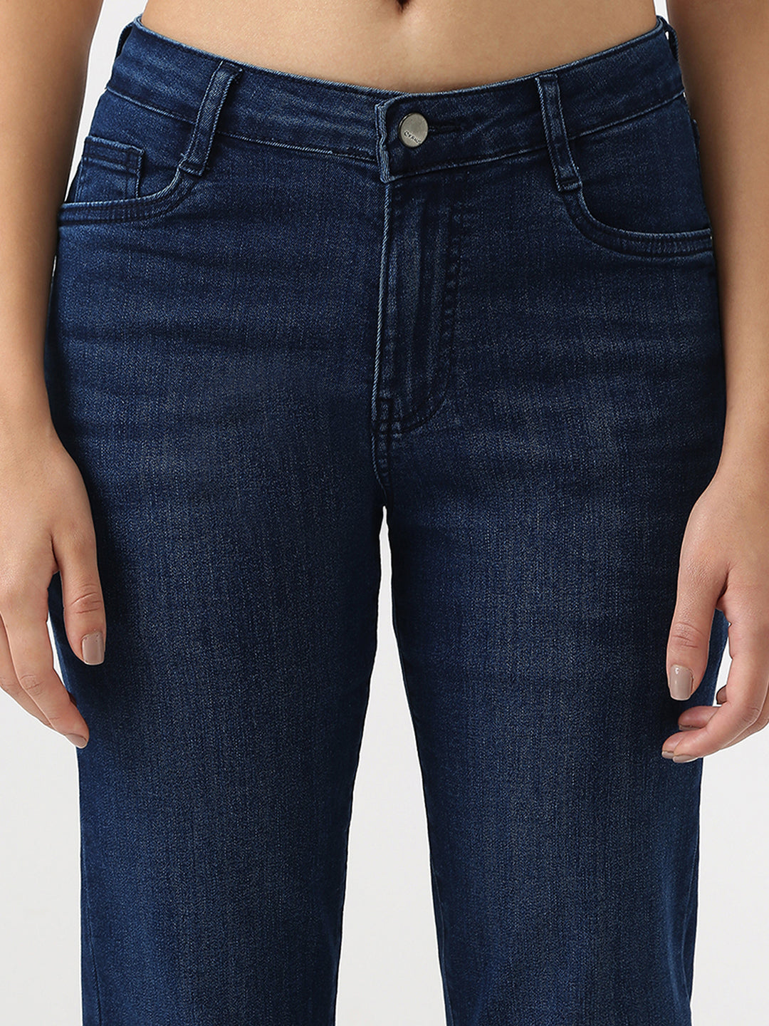Women Dark Blue High-Rise Relax Straight Jeans