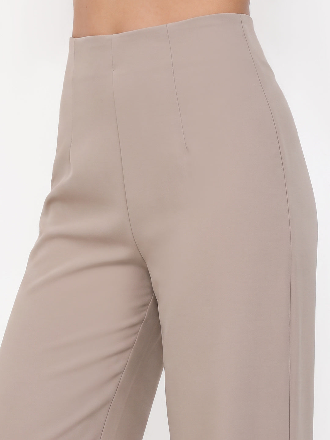 Women Dark Beige Wide Leg Treggings