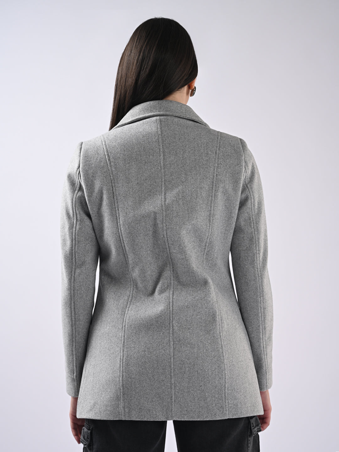 Women Grey Slim Fit Coat